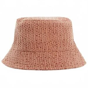 Mango Cotton Texture Bucket Hat CORAL ORANGE PINK NWT